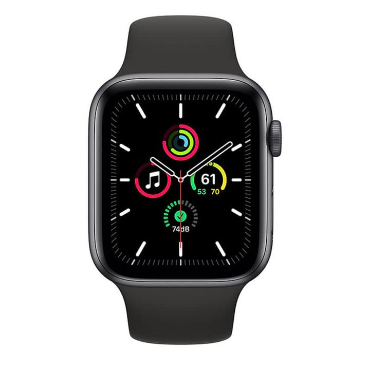 ساعت هوشمند اپل واچ سری SE مدل 44 میلی متری با بند مشکی و بدنه آلومینیومی خاکستری Apple Watch Series SE 44mm Space Gray Aluminum Case with Black Sport Band